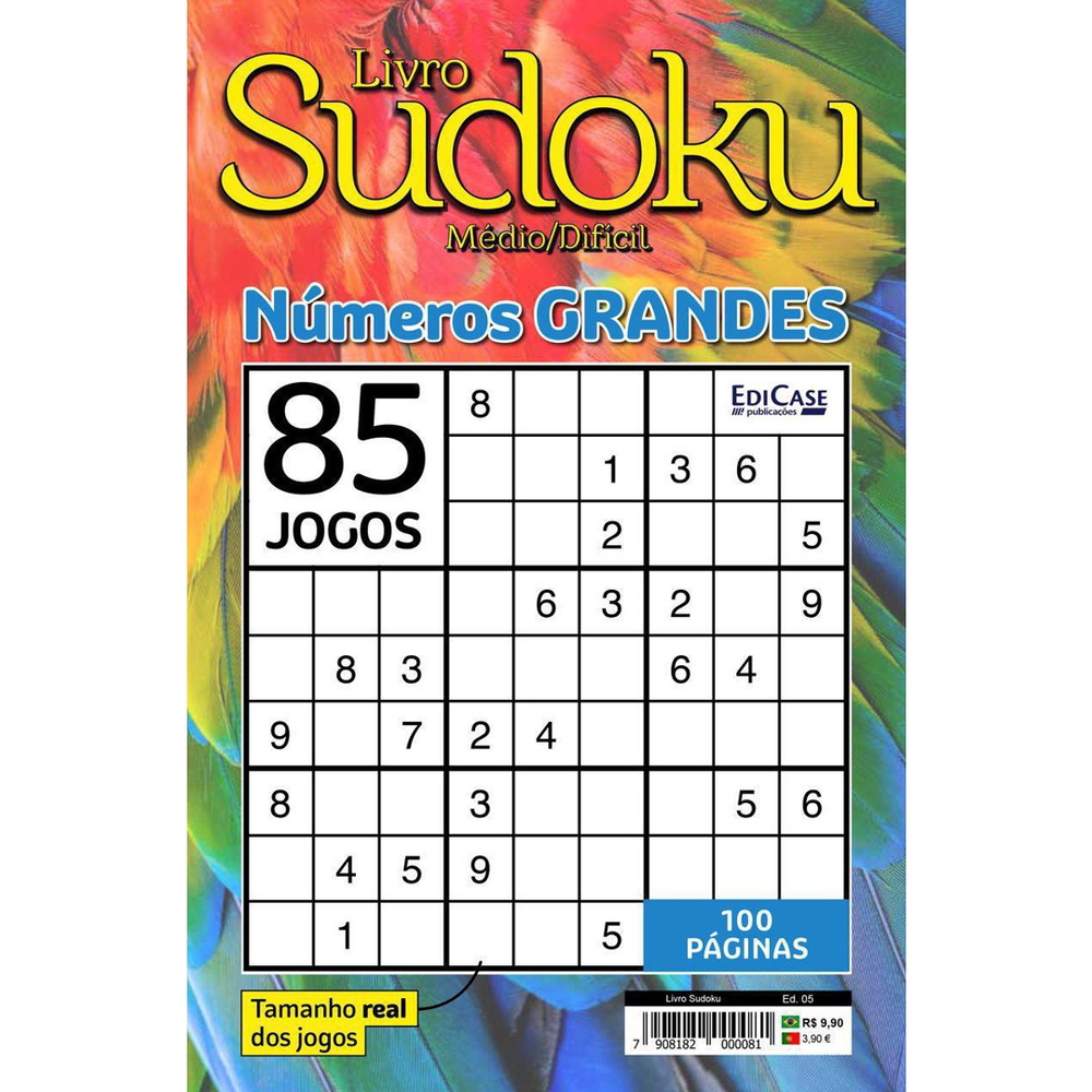 Livro Sudoku Ed. 01 - Médio/Difícil - Com Números Grandes - Só Jogos 9x9