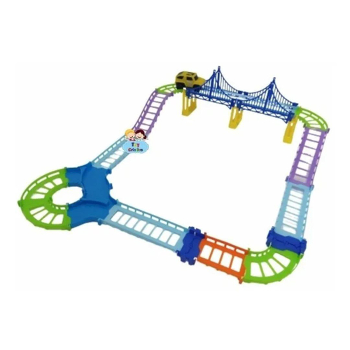 Mini Pista Track Pra Montar 26 Pcs Com 1 Carrinho Colorido