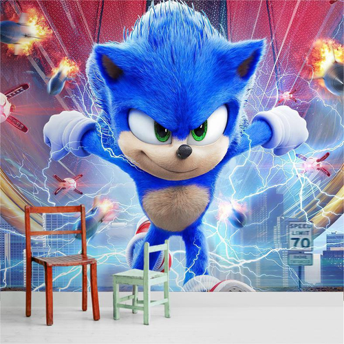 Papel De Parede Do Sonic 3d: Largura 2.00x2.00= 4m2, imagem sonic alta  resolução 