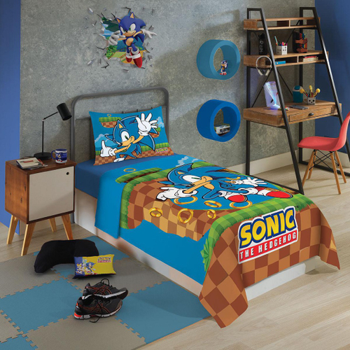 Jogo De Cama Solteiro 3 Peças Sonic The Hedgehog Lepper no Shoptime