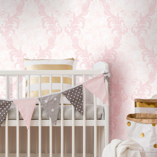 Papel de parede Quarto Menina Rosa Grid Infantil