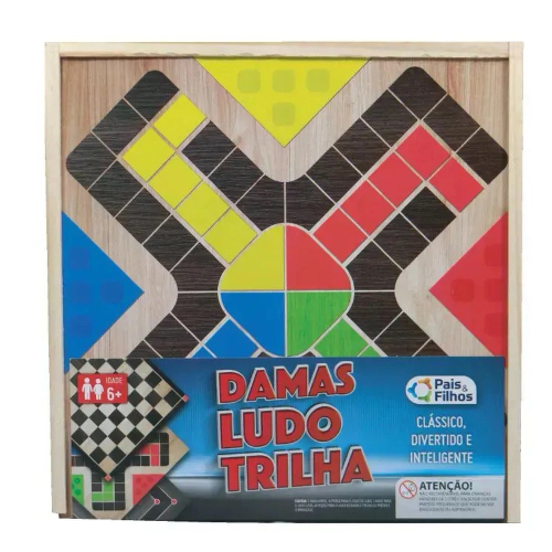 Jogo Tabuleiro Dama E Trilha 7555- Brincadeira De Criança