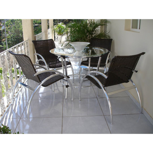 Conjunto 1 mesa e 4 cadeiras varanda externa 100% Aluminio cjmb409100  Relevance no Shoptime