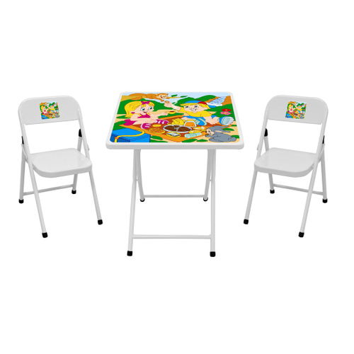 Conjunto Infantil de Mesa e Cadeira Tramontina Beni em Polipropileno Azul  com Quadro de Atividades de Qualidade em Promoção