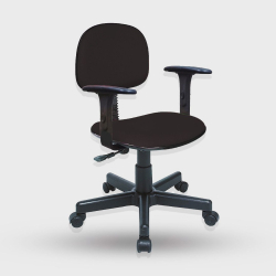 Cadeira Secretária Giratória JSerrano Preto Com Braço Digitador Ajustável Menor preço em Cadeira Secretária Giratória JSerrano Preto Com Braço Digitador Ajustável