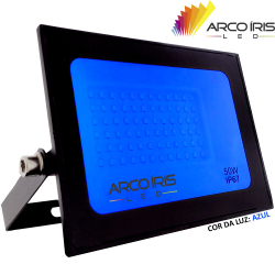 Refletor LED Holofote 50W Azul IP67 Bivolt Menor preço em Refletor LED Holofote 50W Azul IP67 Bivolt