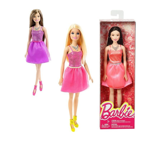 Boneca Barbie Vestido Glitter Morena T7580 - Original Mattel