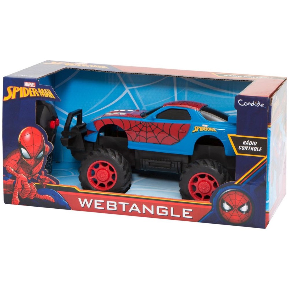 Carro de corrida de controle remoto Candide Web Tangle Homem-Aranha  vermelho/azul