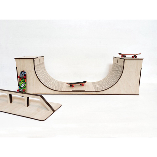 Pista Skate de Dedo para brincar em Mdf 33x6x15cm + Brinde - Loja