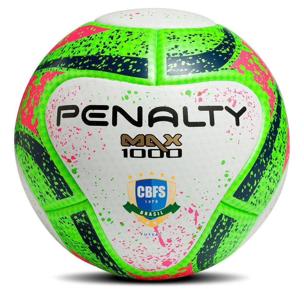 Bola Futsal Penalty Max 1000 541483 Azul/Branco/Coral