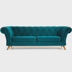 Sofá 4 Lugares Para Sala de Estar Império 260 cm D02 Veludo Azul Turquesa C-66 - Lyam Decor
