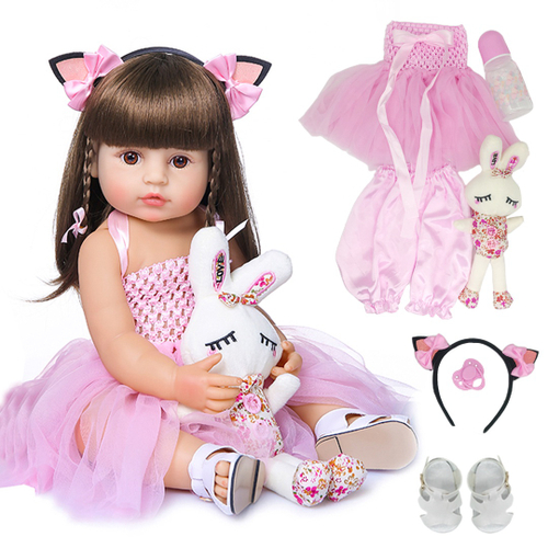 Boneca Bebê Reborn Menina Toda Silicone Pode Dar Banho 55 Cm em Promoção na  Americanas