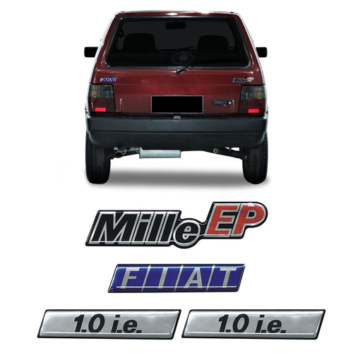 Kit Emblema Fiat Uno Mille Smart Resinado Modelo Original