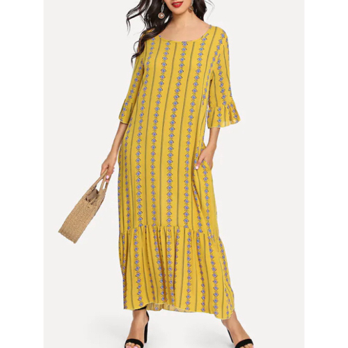 vestido com estampa amarela