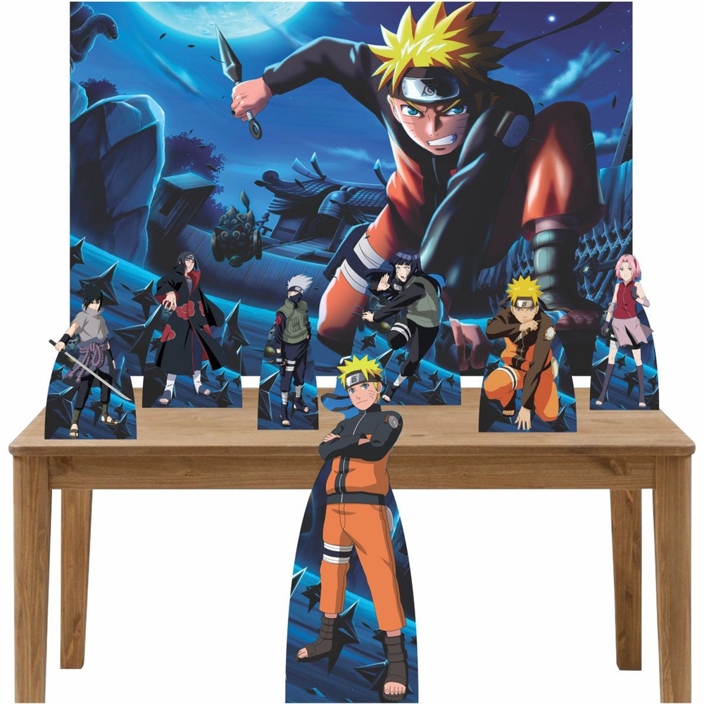 Kit Decoração de Festa Naruto Completo Painel Grande