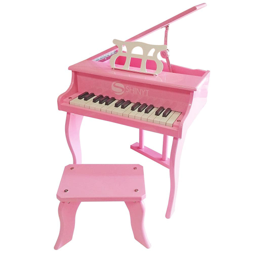 Piano Eletrônico Teclado Infantil Com Microfone Suporte Rosa - Ri