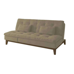 Sofá-Cama 3 Lugares Casal Amanda com Pés de Madeira Suede Bege Menor preço em Sofá-Cama 3 Lugares Casal Amanda com Pés de Madeira Suede Bege
