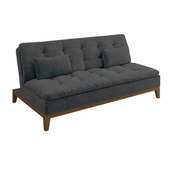 Sofá-Cama 3 Lugares Casal Premium Base e Pés de Madeira Suede Cinza Menor preço em Sofá-Cama 3 Lugares Casal Premium Base e Pés de Madeira Suede Cinza