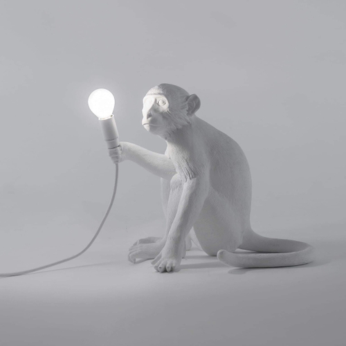 Luminaria macaco sentado branco – Saari Design