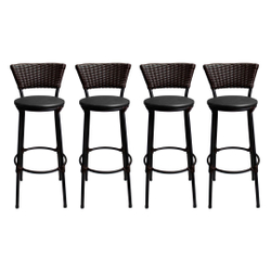 Kit 4 Banquetas Bistro Cuba Aço Preto Junco Sintético Marrom Assento Preto Menor preço em Kit 4 Banquetas Bistro Cuba Aço Preto Junco Sintético Marrom Assento Preto