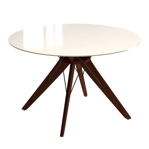 Conjunto Mesa de Jantar Redonda 105cm Lavanda com 4 Cadeiras Kappesberg -  Freijó/Linho Cinza