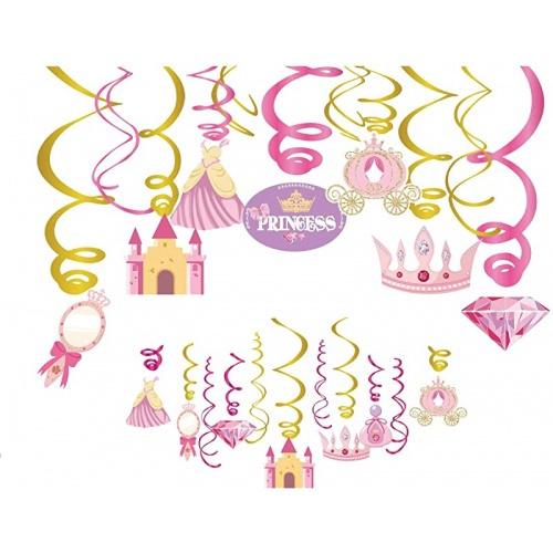 Kristin Paradise 30ct Princess Hanging Swirl Decorations Cinderella Party Supplies Little Royal Queen Birthday Theme Pink Decor For Boy Girl Fairytale Baby Shower Kids 1st Bday Em Promocao Ofertas Na Americanas
