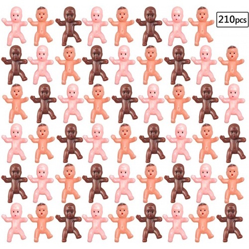 210 Pcs Mini Plastic Babies 2 5cm Mini Baby Doll Party Favour Supplies For Baby Shower Ice Cube Game Party Decorations Baby Full Moon Gifts Latin Black And Pink Em Promocao Ofertas