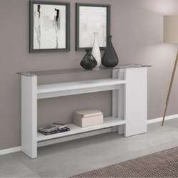 Aparador com Tampo em Vidro New Palas Dj Móveis Branco Laca Menor preço em Aparador com Tampo em Vidro New Palas Dj Móveis Branco Laca