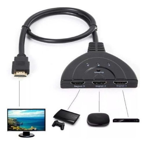 Hub Hdmi Switch 3x1 Adaptador Cabo 3 Entradas E 1 Saída