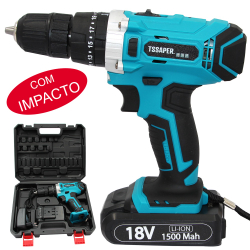 Furadeira Parafusadeira com impacto 3/8 Bateria 18v Com Acessórios Tssaper TPA18i Menor preço em Furadeira Parafusadeira com impacto 3/8 Bateria 18v Com Acessórios Tssaper TPA18i