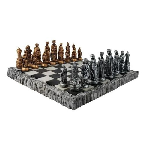 Jogo Tabuleiro De Xadrez Luxo Cavaleiros Medievais 3d 36 Pcs