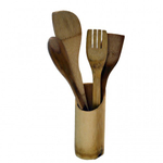 Kit Utensílios de Bambu para Cozinha com 05 Peças