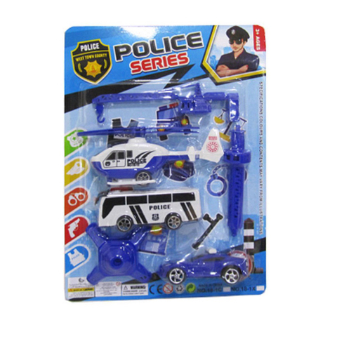 1set = 6pcs Série 6 Pull Voltar Car Toys Carro de Polícia Militar  Saneamento Engenharia de Veículos de bombeiros do carro de corrida de  helicóptero