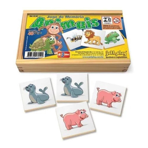 Jogo da Memória Animais 24 peças em MDF Brinquedo Educativo e Pedagógico  Jogo Memória para crianças Memória Bichos Jogo - GDkids Brinquedos  Educativos e Pedagógicos