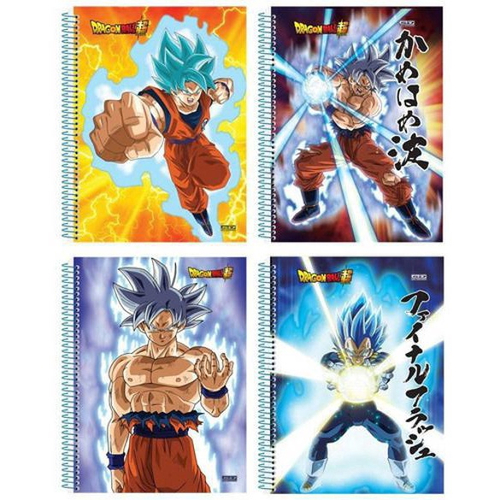 Kit 4 Cadernos Goku Dragon Ball Super Espiral Universitário Cor Colorido