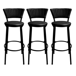 Kit 3 Banquetas Bistrô Cuba Aço Junco Sintético Preto Assento Preto Menor preço em Kit 3 Banquetas Bistrô Cuba Aço Junco Sintético Preto Assento Preto