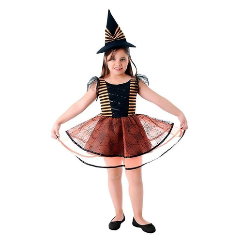 Fantasia Halloween Infantil Bruxinha Com Chapeu Vestido de Bruxa