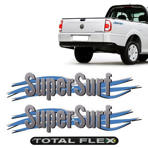 Emblema Adesivo Super Surf Saveiro Parati Gol 03/08 Cinza