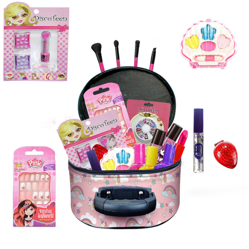 Kit De Maquiagem Infantil Maleta + Kit De Pinceis Bz102