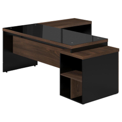 Mesa pedestal vidro fumê com mesa auxiliar - 1,92x1,60m - workstart - marsala / preto - 23486 Menor preço em Mesa pedestal vidro fumê com mesa auxiliar - 1,92x1,60m - workstart - marsala / preto - 23486