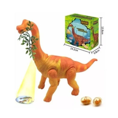 Dinossauro De Brinquedo Solta Fumaça Anda Som Luz Dino Robô laranja