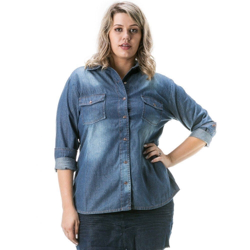 Camisa jeans 2024 feminina stretch