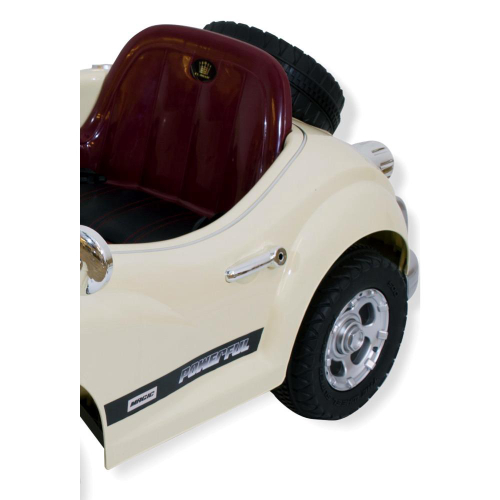 Carro Eletrico Infantil Retro 6V Com Controle Remoto Bege