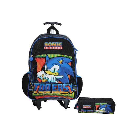 Mochila escolar multicolor do Sonic, tamanho padrão