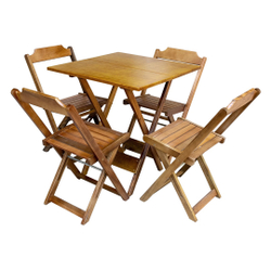 Conjunto De Mesa Com 4 Cadeiras De Madeira Dobravel 70x70 Mel é boa?