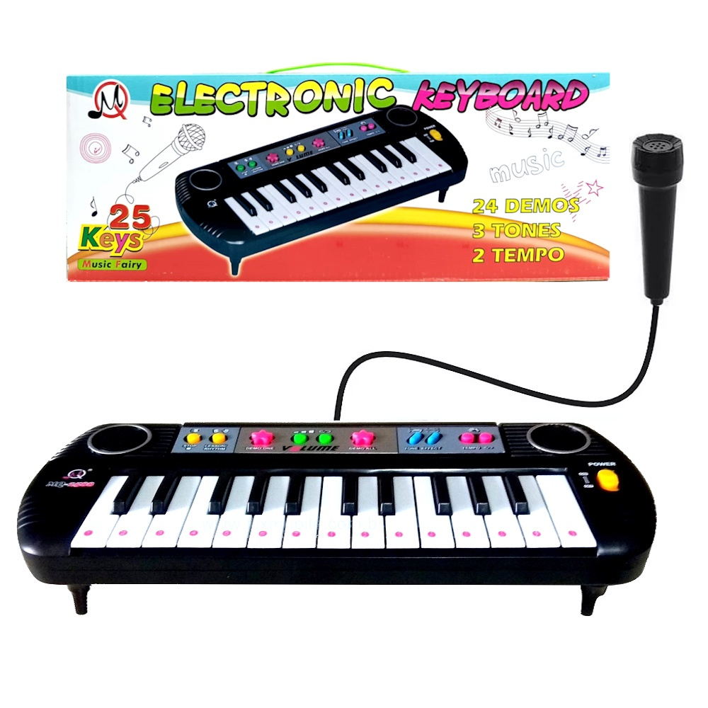 Brinquedo Teclado Infantil com Microfone Musical 24 Musicas