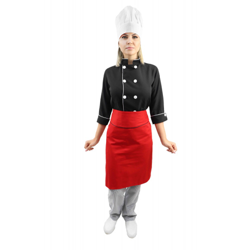 Kit Dolma Chef Manga Longa Feminina Xadrez + Chapéu Chef