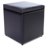Puff Baú Porta Objetos 40x40x45cm Corino Preto bf Colchões