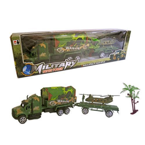 Brinquedo Carreta Fricção Caminhão Militar Camuflado Com Lona