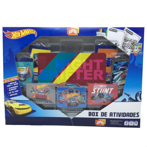 Box de Atividades - Power Players - Kit com Jogos - Cartas - Adesivos - Giz  de Cera - Copag